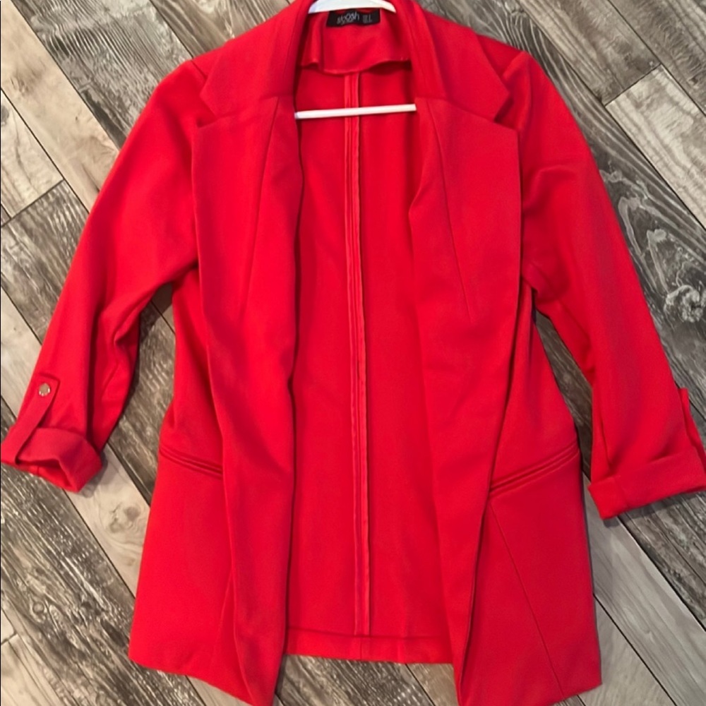 Red Stretch Open Front Blazer - image 1